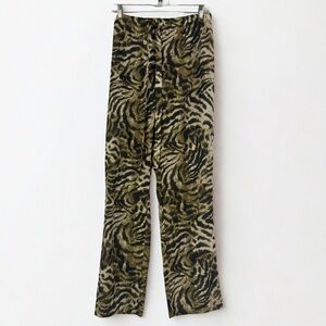SHAN Vintage Semi-Sheer Green Zebra Print Pants